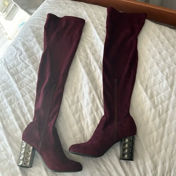 Maroon Over the Knee Carlos Santana Boots - Picture 4 of 7